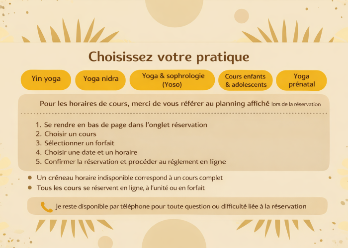 Réservez votre cours de yoga